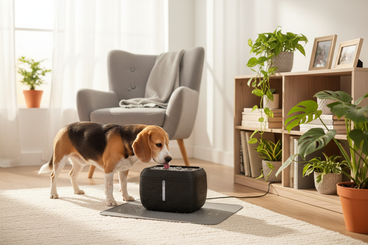 Featured pet products on green background