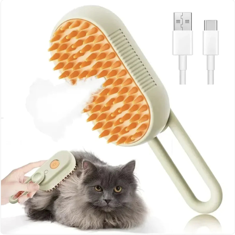 Rechargeable Pet Grooming Steam Brush for Cats & Dogs