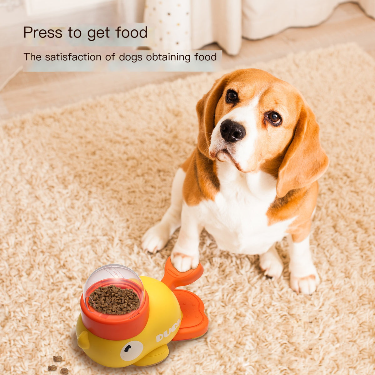 Yellow Cartoon Pet Press Feeder for Cats & Dogs