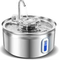 Stainless steel pet water fountain on a white background