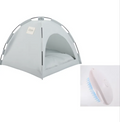 Portable pet tent with a brush on a white background