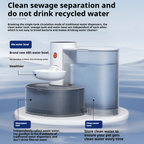 Pet water dispenser with clean sewage separation system on a blue background