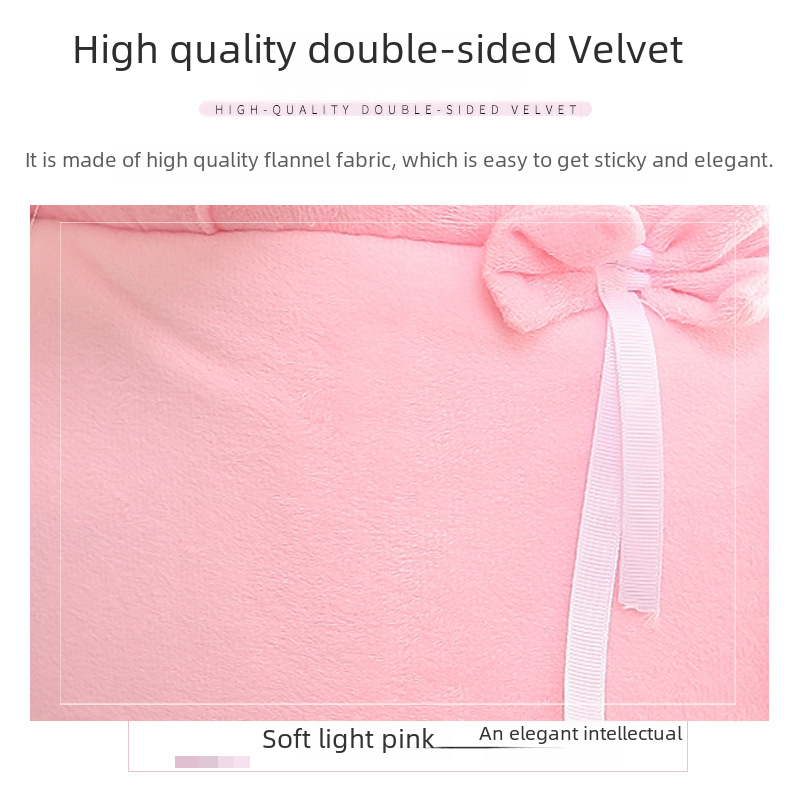 Pink fabric with a white ribbon on a light pink background