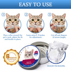 Cat flea and tick collar with usage instructions and product packaging on a white background