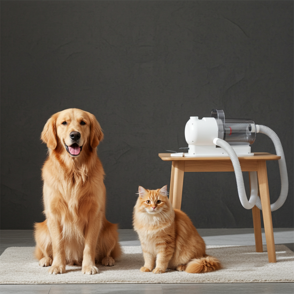 Pet Grooming Vacuum Kit - All-in-One Dog & Cat Grooming Set with Clippers