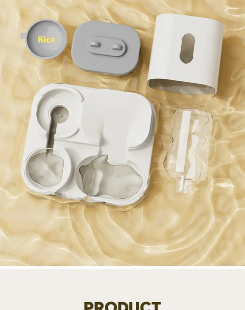 pet feeder and water dispenser parts a beige background.