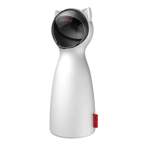 White cat-shaped laser toy with a black interior on a white background