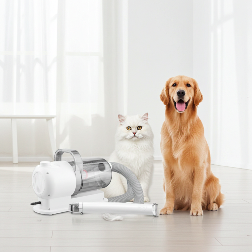 Pet Grooming Vacuum Kit - All-in-One Dog & Cat Grooming Set with Clippers