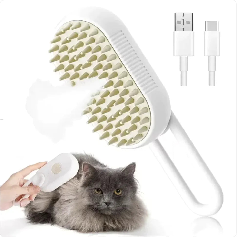 Rechargeable Pet Grooming Steam Brush for Cats & Dogs