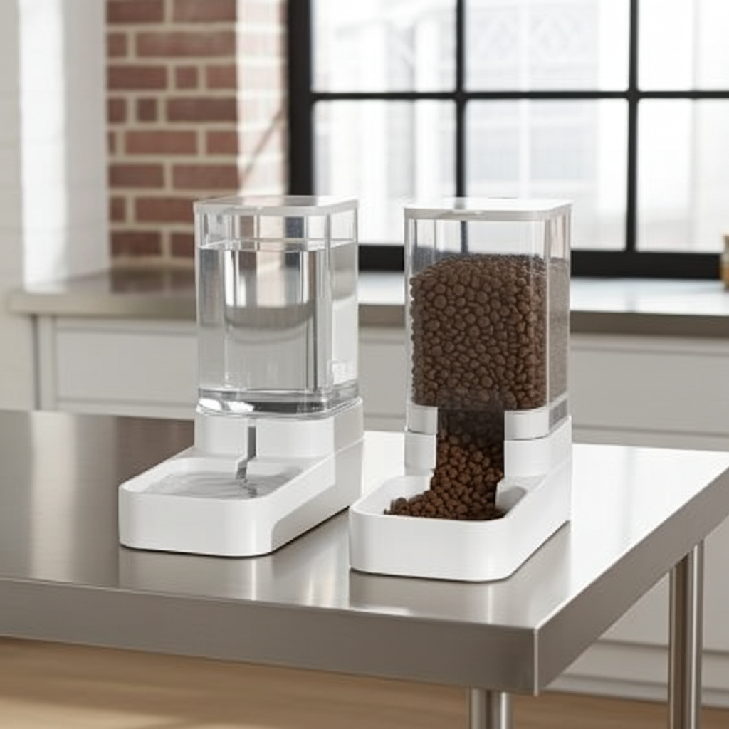 Pet Gravity Feeder and Water Dispenser Set