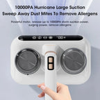 White air purifier with large suction power on a light gray background