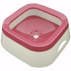 Pink and beige pet bowl on a white background