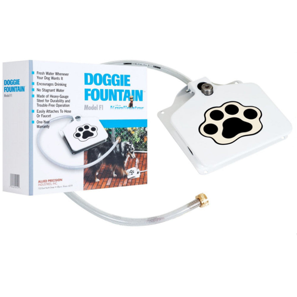 Doggie fountain with packaging on a white background