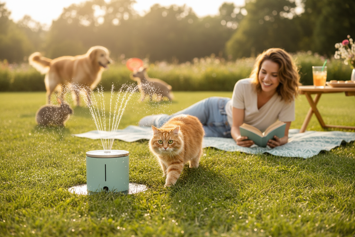 Cat & Water Sprinkler Banner