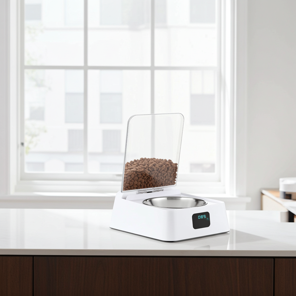 Smart WiFi Automatic Pet Feeder - App-Controlled Cat & Dog Bowl with Stainless Steel Tray