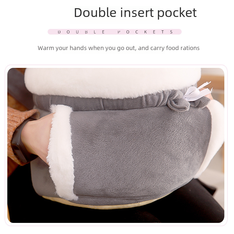 Gray cat backpack pad with double insert pocket on a white background