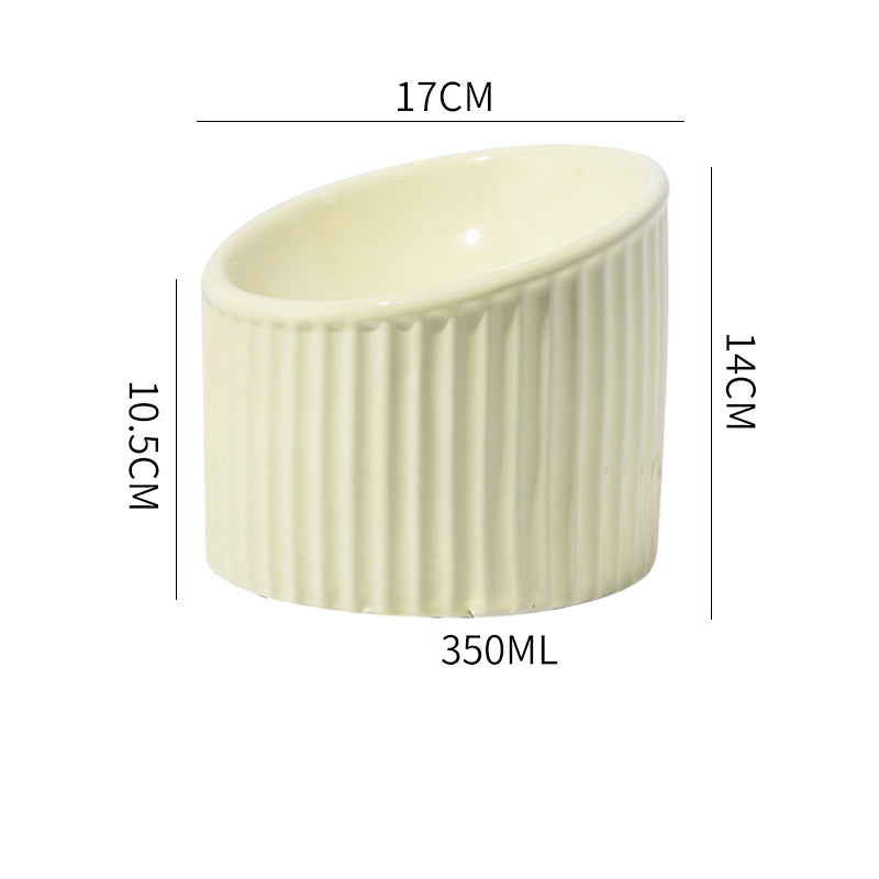 Beige ceramic container with dimensions and capacity details on a white background