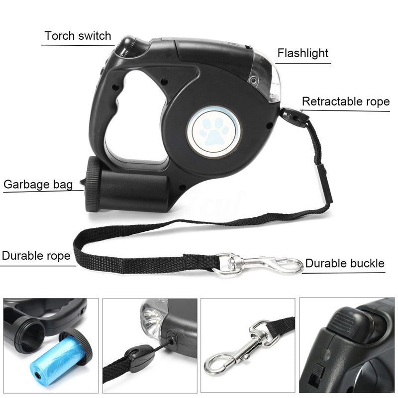 retractable dog leash with flashlight