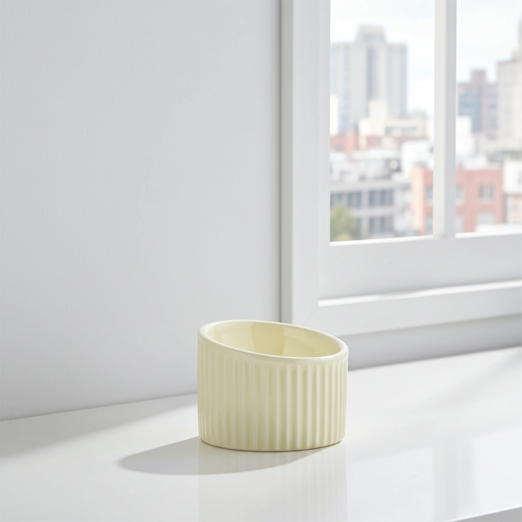 Elevated Ceramic Cat Bowls - Tilted Ergonomic Design for Indoor Cats