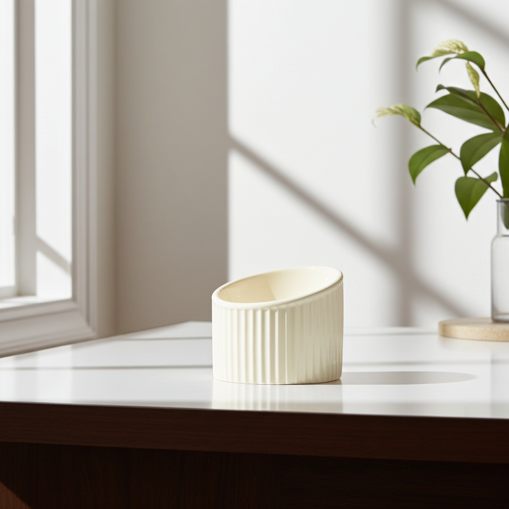 Elevated Ceramic Cat Bowls - Tilted Ergonomic Design for Indoor Cats