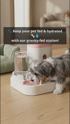 video ad of the gravity pet feeder and water dispenser in use