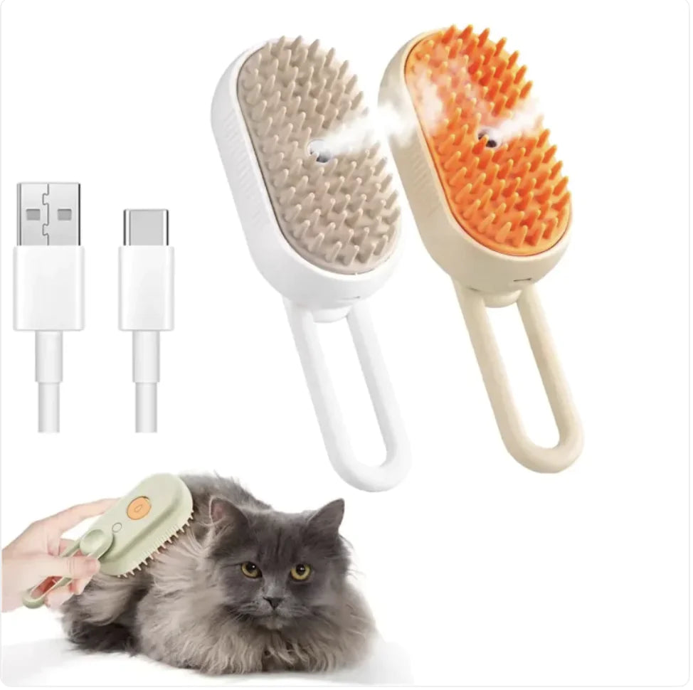 Rechargeable Pet Grooming Steam Brush for Cats & Dogs